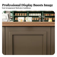 Vintage Design Checkout Counter Thickened Tabletop Lacquered Front Desk Large Storage Coffee Area Shop Service Bar for Cafe Owners, Hotel Lobby, Salon