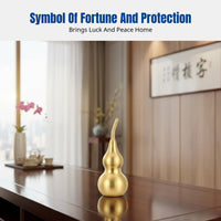 Brushed Brass Gourd Decor, Five Emperors Feng Shui, Openable Lid, Eight Trigrams Hanging