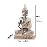 Seated Buddha Figurine Zen Seated Buddha Statue with Headdress Meditation Feng Shui for Shelf, Desk