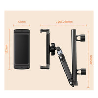 Swivel Joints Rear-Seat Tablet Holder Clamp Grip Rear-Seat Phone Holder Adjustable Car Phone Mount Sturdy