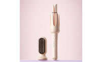 Hair Straightener and Curler 2-in-1 Curling Iron with Brush Attachment Interchangeable Hot Air Brush Ceramic-Coated Styling Tool