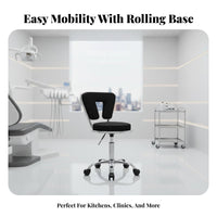 Rolling Caster Wheels Adjustable Swivel Seat with Backrest Modern Minimalist Design Adjustable Swivel Stool U-backBack Padded Cushion Mobile Seating Stable Load-Bearing for Beauticians Artists, Kitchen, Beauty Salon, Dental Office Medical Office