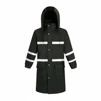 With Hood Reflective Safety Raincoat Heavy Duty High Visibility Rain Coat Long-Lasting Long Raincoat Wear-Resistant for Workers, Construction Sites, Commuting