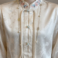 Grandad Shirt for Women with Frog Button Closure and Loose Fit, Vintage Chinese Style Long Sleeve Blouse for Spring Autumn Casual Wear