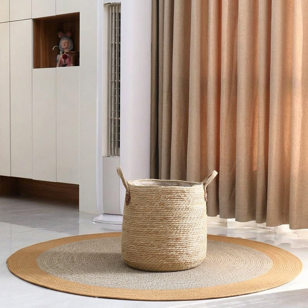 Plant Pots for Potted Plants Indoor and Outdoor, Rush Pots with a Tight Braid Handmade Look, Floor Standing Living Room Decor, Storage Basket