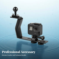 Aluminum Alloy Single Hand Camera Tray Lightweight Diving Camera Bracket Ergonomic Handle Underwater Photography Rig Expandable Mount for Videographers, Vloggers, Photographers, Snorkeling, Water Sports, Swimming
