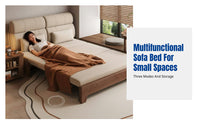 Hardwood Sofa Bed, Modern Minimalist, Transformable, Multi-Functional, Adjustable, Space-Saving Furniture