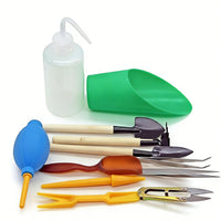 Gardening Tool Set, Mini Landscape DIY, Multi-Tool Kit, Tweezers, Scissors, Sprout Lifter, Soil Watering Bottle