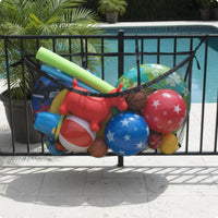 Sturdy Polyester Pool Storage Net Easy to Hang Swimming Pool Mesh Organizer Adjustable Straps for Outdoor