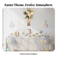 Artificial Flowers Easter Cross Wreath Ready to Hang Floral Cross Wall Decor Rustic Design for Christians, Outdoor, Church