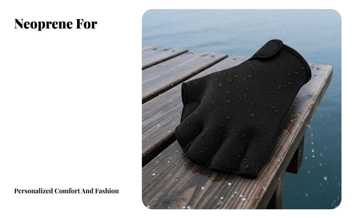Increases Propulsion Webbed Swim Gloves Cold Resistant Uncovered Finger Swimming Gloves Adjustable Wrist for Snorkelers, Adults, Diving