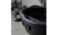 Built-in Handle Oil Drain Pan exposedTop Oil Collection Basin Shallow Plastic Drain Pan Wide Rim for Garage, Workshop