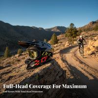 Motocross Helmet Aerodynamic Design Full Face Motocross Helmet Sturdy Shell for Mountain Bikers, Adults, Rough Terrain, Rally Trail Riding