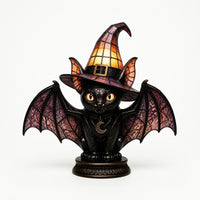 Witch Hat Night Light Ambient Witch Hat Lamp Gothic Lamp with Ornate Base Translucent Resin for Goths, Tabletop, Haunted House