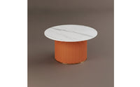 Coffee Table with Pedestal Base Fluted Round Coffee Table Modern Furniture for Living Room, Lounge, Apartment