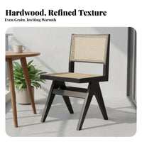 Nordic design Upholstered Canerearrest Chair sturdy Wood Frame V-Leg Cane Chair Armless Dining Seating Woven rearrest for Guesthouse Owners, Homeowners, Interior Designers, Balcony, Living Room, Restaurant, Reception Area