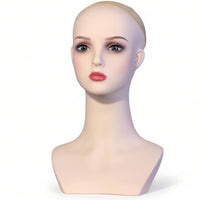 Mannequin Head with Shoulders Realistic Hairpiece Stand Skin Tone Cosmetology Head for Cosmetologists
