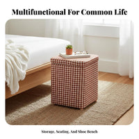 Multi-Functional Upholstered Storage Cube Comfortable Seating Ottoman Space-Saving Footstool Thick Upholstery for Families, Homeowners, Students, Entryway, Living Room, Bedroom