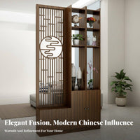 Chinese Design Screen Partition Multi-Functional Storage Entryway Screen Cabinet Space Saving Design Hollow Carved Room Separator for Hallway, Bedroom