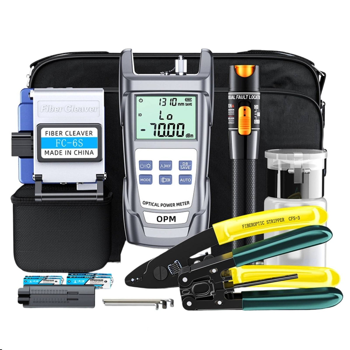 Optical Power Meter Kit Portable Case Fiber Scribe Set Compact Fiber Fault Tracer Set for Technicians