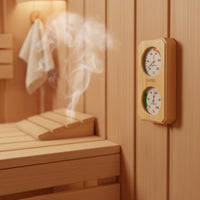 Combined Function Sauna Thermometer Hygrometer 2 in 1 Wooden Sauna Thermometer Easy to Read Temperature and Humidity Meter for Spa Owners, Steam Room