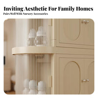 Rolling Infant Cabinet Warm Beige 5-Tier Infant Cabinet Double Door