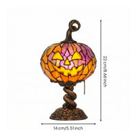 Stained Pumpkin Table Lamp Ornate Pumpkin Lamp with Pull Chain Ambient Light for Living Room