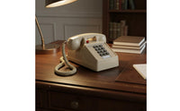 Mechanical Ringer Retro Push-Button Telephone Adjustable Volume Classic Desk Telephone Long-Lasting Construction Home Electronics for Seniors, Office