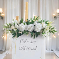 60cm Flower Strip with Green Leaves Decorative Artificial Rose Garland Flexible Artificial Floral Swag Portable for Brides, Mirrors