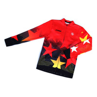 Kids Cycling Jersey, Autumn Winter, Fleece, Long Sleeve, Unisex, Red, Sports Top, Full Zipper