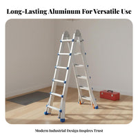 Versatile Folding Ladder Foldable Telescopic Aluminum Ladder Design Climbing Equipment for Contractors, Workers, Home, Garage, Outdoor