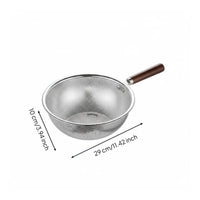 Stainless Steel Skimmer Oil Filtering Colander Skimmer Easy to Drain Wood Handle Colander for Frying, Cooking