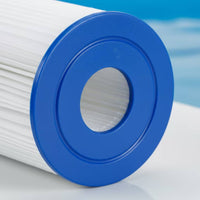 Cylindrical Pleated Pool Filter Blue Plastic End Caps Swimming Pool Filter Hollow Center Water Care White