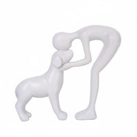 Human and Dog Statue Meaningful Gift Human and Dog Sculpture Compact Size Resin Figurine for Desk