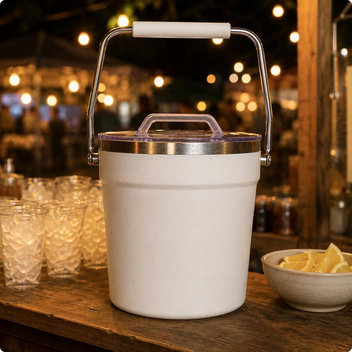 Rust-Resistant Double-Wall Ice Container Easy to Clean Stainless Steel Ice Container