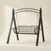 Swing Bench with Arch-Supported Base Freestanding Outdoor Swing Bench Metal Furniture for Couples, Homeowners, Garden, Backyard, Balcony