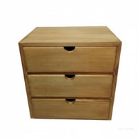 Multi-Layer Design 3-Tier Mini Chest Compact Desktop Storage Handle-Less Drawers Drawer Unit Vintage Look for Makeup Users, Office Workers, Students, Vanity, Dressing Table, Countertop, Study Room