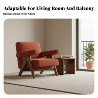 Solid Wood Frame V-Leg Armchair Wabi-Sabi Aesthetic Single Sofa Designer Design Lounge Chair Century-Century Modern for Interior Designers, Office Workers, Living Room, Balcony, Reading Nook, Bedroom