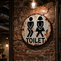 Round Metal Wall Plaque Decorative Lavatory Toilet Simple to Hang to Hang Restroom Plaque