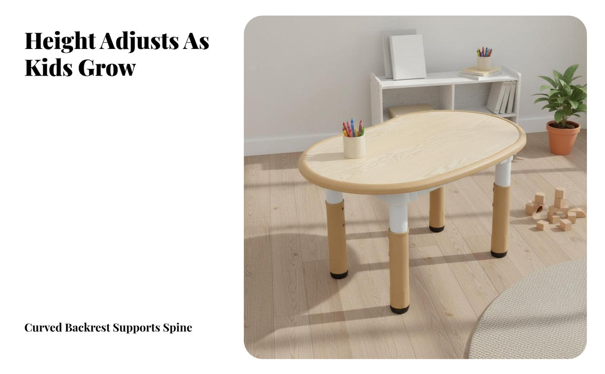 Grows with Child Adjustable Height Kids Desk Set Ergonomic Design Kids Table and Chair Set Rounded Edges Multi-Activity children's Desk Sturdy & Long-Lasting for Preschoolers, Daycare Providers, Kindergarten, Arts & Crafts, Playroom, Bedroom