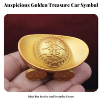 Brings Good Luck Chinese Yuanbao Car Ornament Traditional Craft Gold Ingot Car Meaningful Gift for Office Desk, Shop Counter