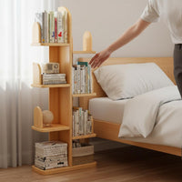 Space-Saving Narrow Bedside Shelf Stable Design Space Filler Shelf Multi-Tier Leaning Bookshelf Large Capacity for Small Areas
