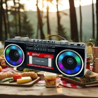 USB/SD Card Playback Retro Bluetooth Boombox Double Power Supply Portable Radio Cassette Recorder for Beach