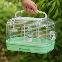 Parrot Cage M Size Green Polymer Bird Cage with Perch, Feeder, Waterer Portable For Vet Visits Disaster Preparedness