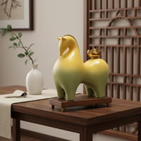 Ideal Opening Gift Chinese Wealth Horse Ornament Auspicious Color New Chinese Design Decor Creative Design Good Luck Horse Sculpture for Business Owners, Office, Living Room, Display Shelf, Shop Entrance