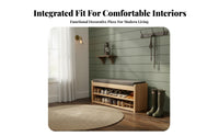 Slim Profile Upholstered Shoe Changing Stool Space-Saving Multi-Tier Shoe Stool 2-in-1 Design Entryway Bench Sturdy and Long-Lasting for Apartment Dwellers, Families, Homeowners, Hallway, Mudroom, Living Room, Bedroom