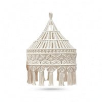 Boho Lampshade with Tassels Handmade Macrame Lampshade Cotton Macrame Light Cover Bohemian Hanging Lamp Shade Textured