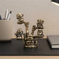 Brass Wealth God Statue Handmade Finish Tea Pet Figurine Handmade for Desk
