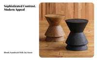 Wabi-Sabi Design Hourglass End Table Natural Look Hourglass Pedestal Multi-Functional Low Stool No Assembly Required for Hospitality Business Owners, Interior Designers, Living Room, Entryway, Hotel, Bedroom