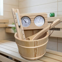 Natural Wood Sauna Accessory Bundle Allcomplete Sauna Pail and Ladle Set Traditional Complete for Homeowners, Home Spa, Bathhouse
